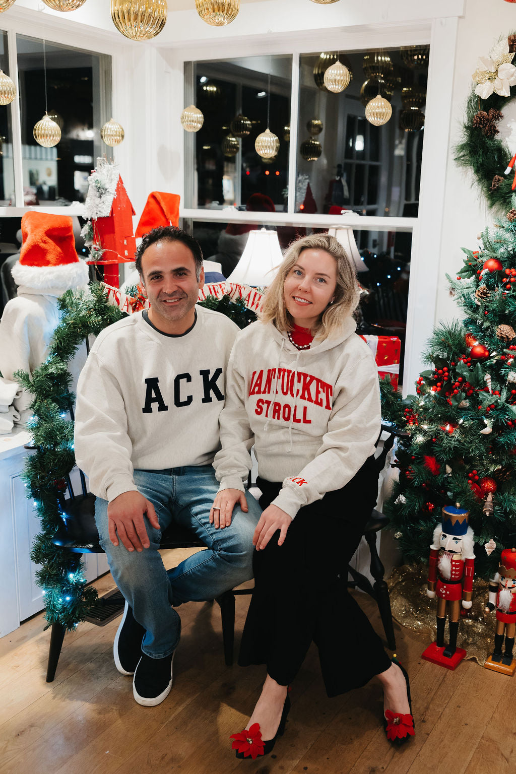Oatmeal with navy varsity ACK letters Crew Unisex Sweatshirt
