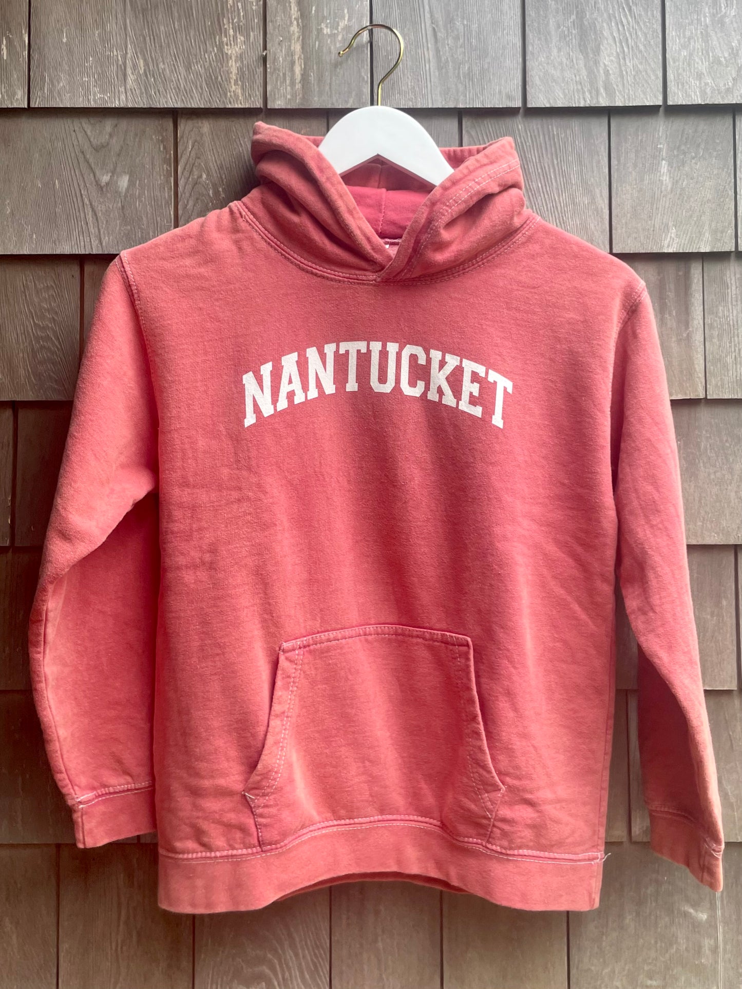 Youth Nantucket Red Salt Wash Hoodie With Ivory Nantucket
