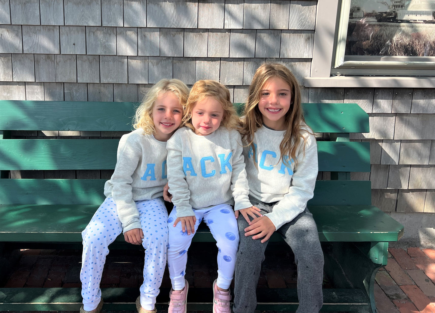 Youth Oatmeal Crewneck With Light Blue ACK