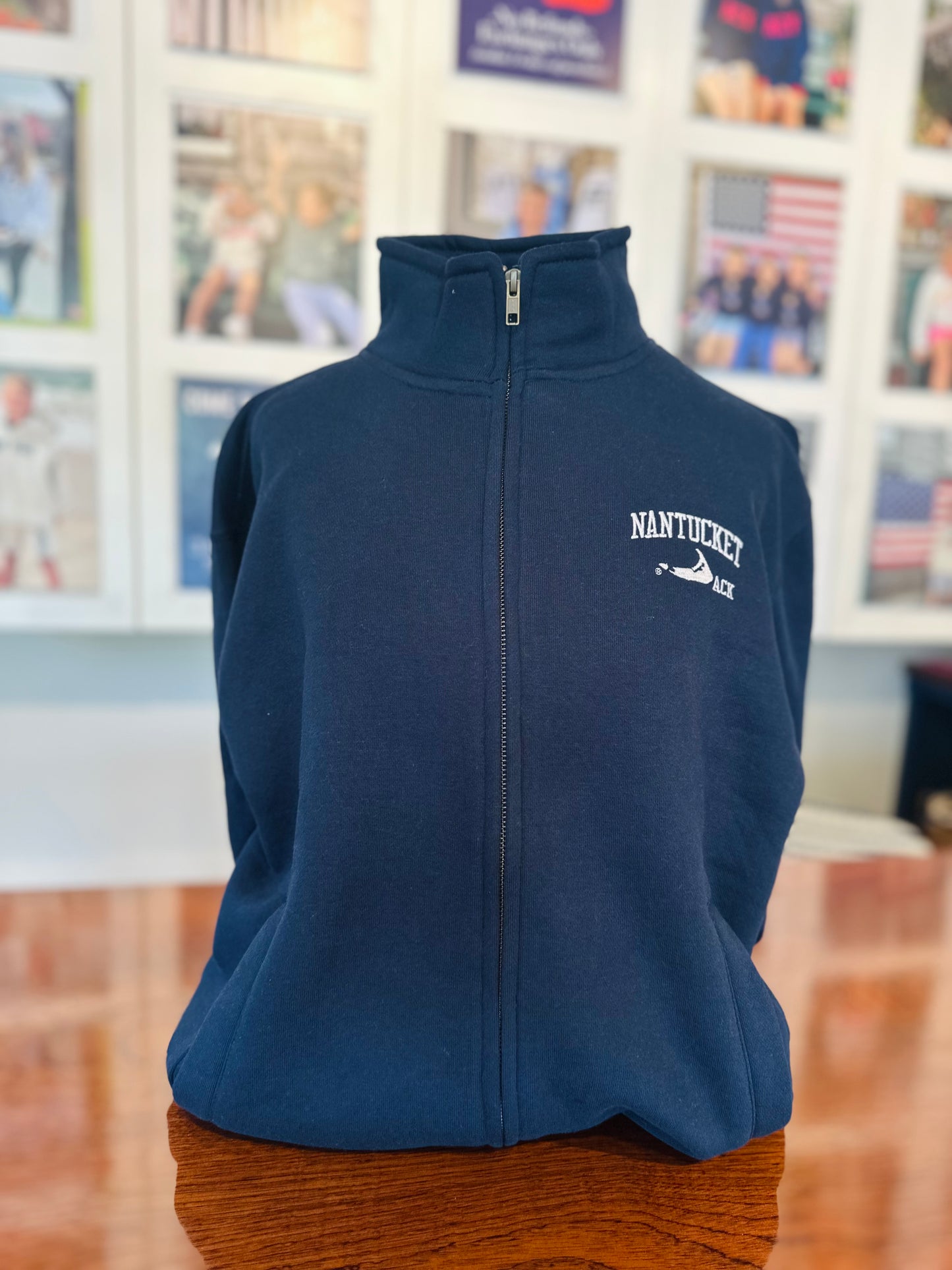 Nantucket Full Zip In Navy with White Embroidery