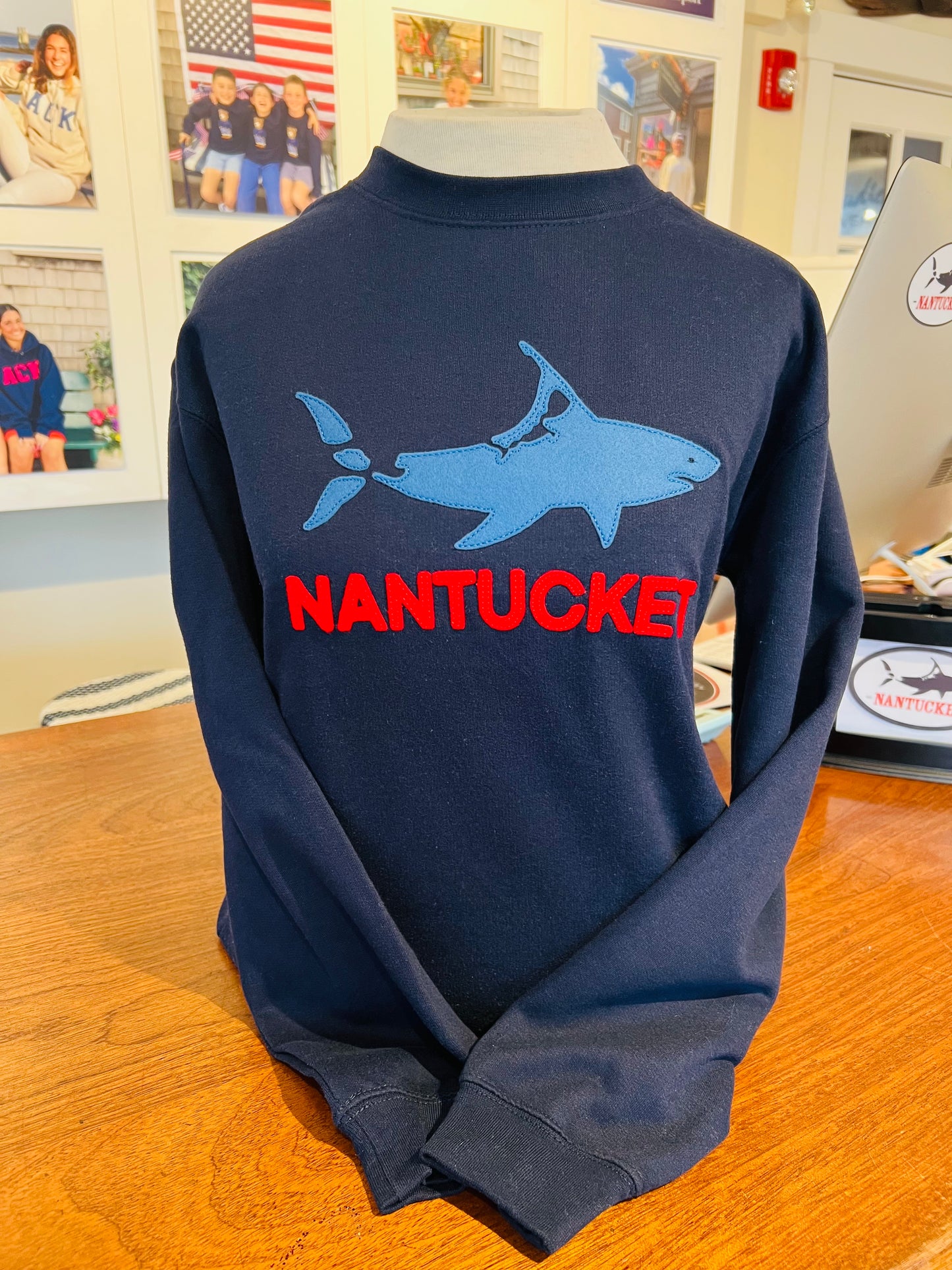 Youth Crew Sweatshirt with Nantucket Shark