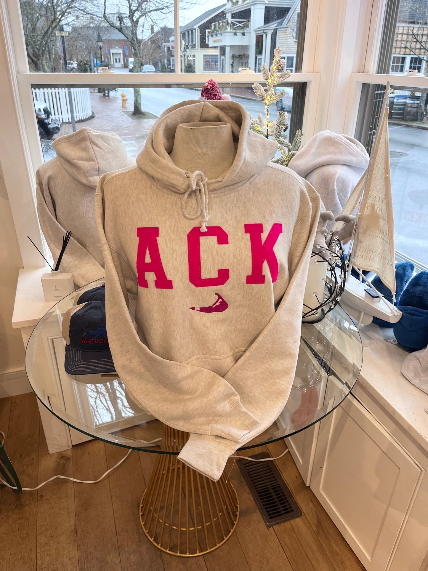 ACK Hooded Sweatshirt with Hot Pink Felt