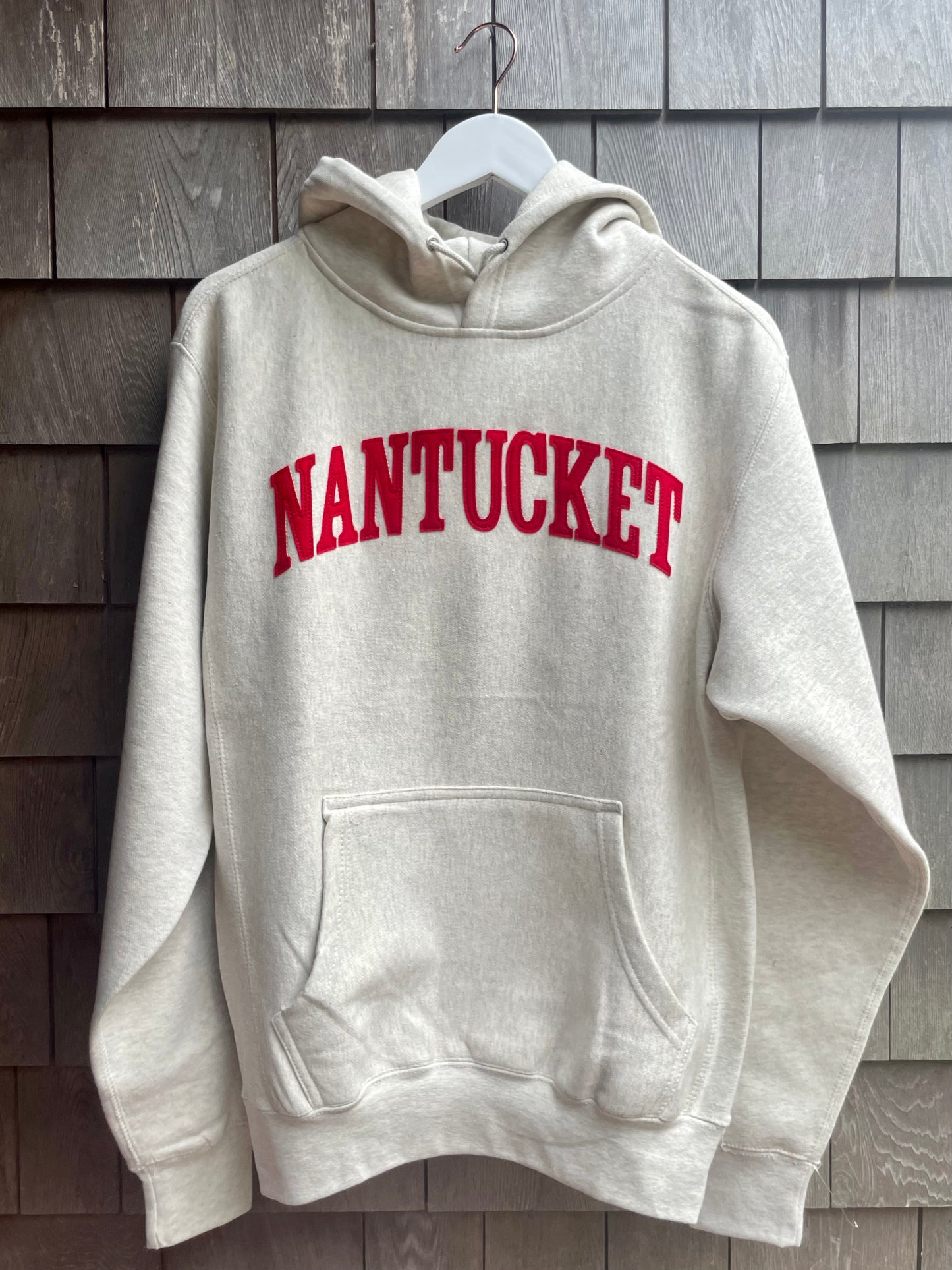 Oatmeal Hoodie/Red Felt Nantucket