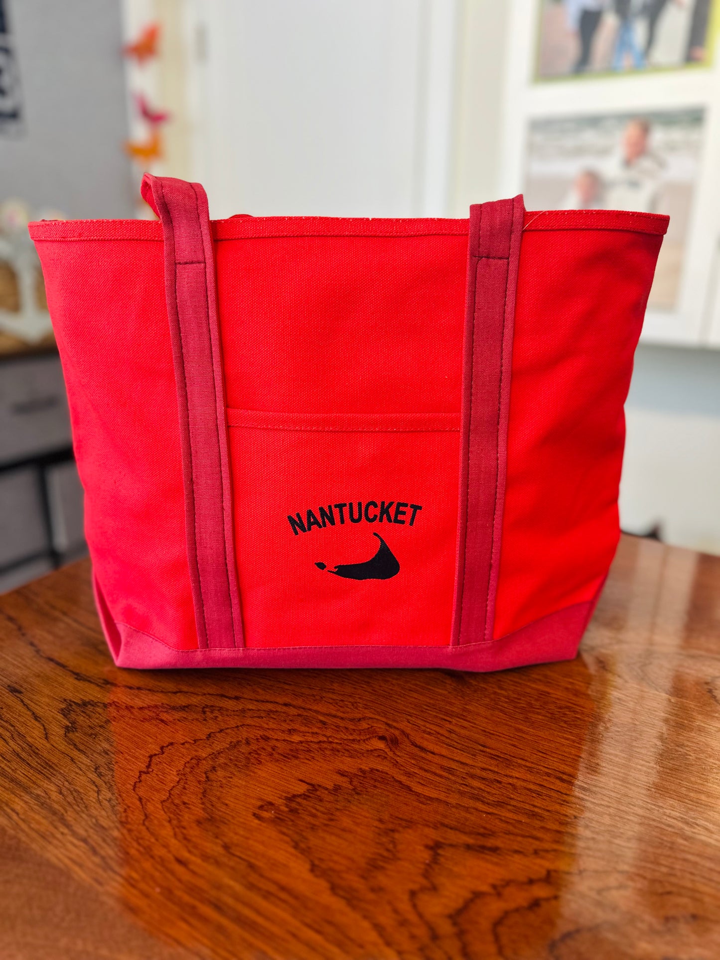 Red and Navy Nantucket Canvas Tote bag