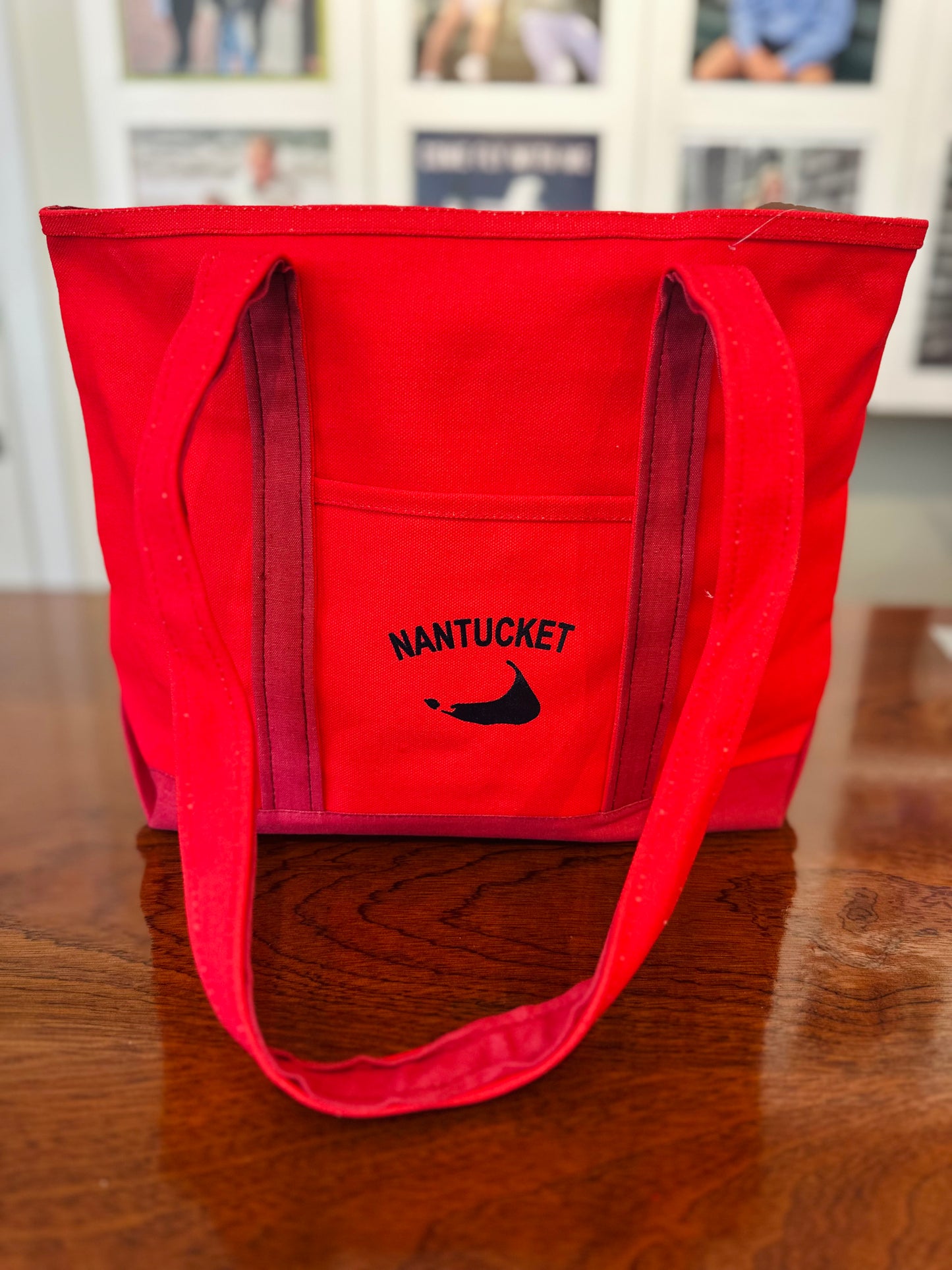 Red and Navy Nantucket Canvas Tote bag