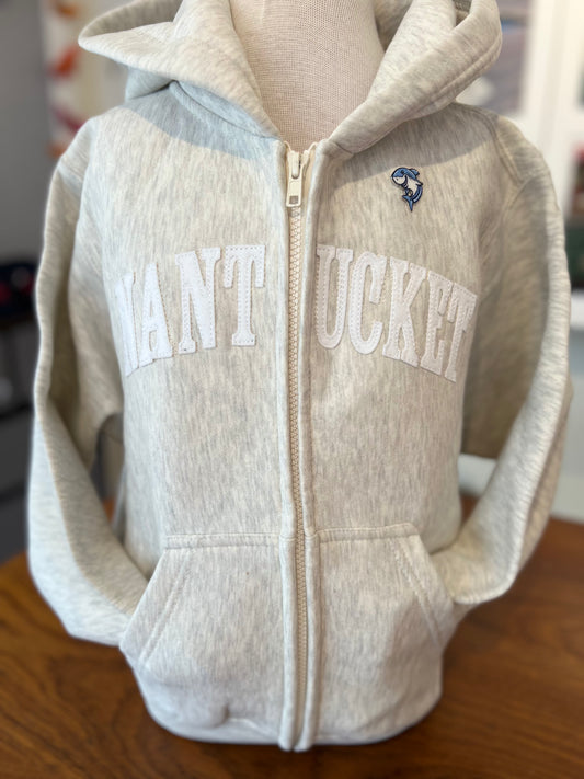Kids Full Zip Sweatshirt with White Felted Nantucket