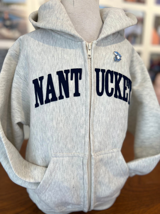 Kids Full Zip Sweatshirt with Navy Felted Nantucket