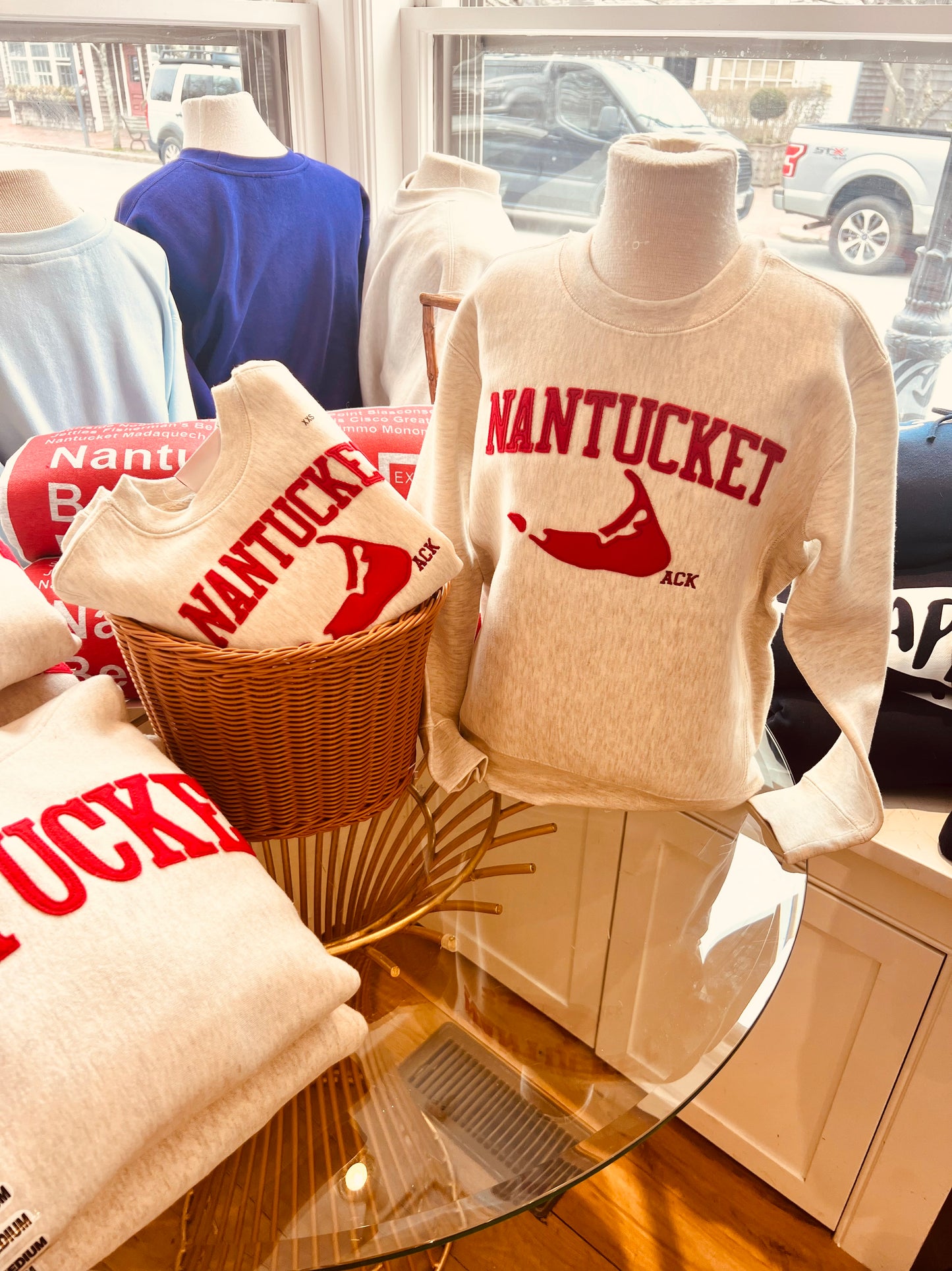 Three Island Design Unisex Sweatshirt Red Felt Crew