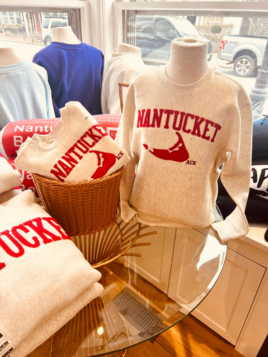 Three Island Design Unisex Sweatshirt Red Felt Crew