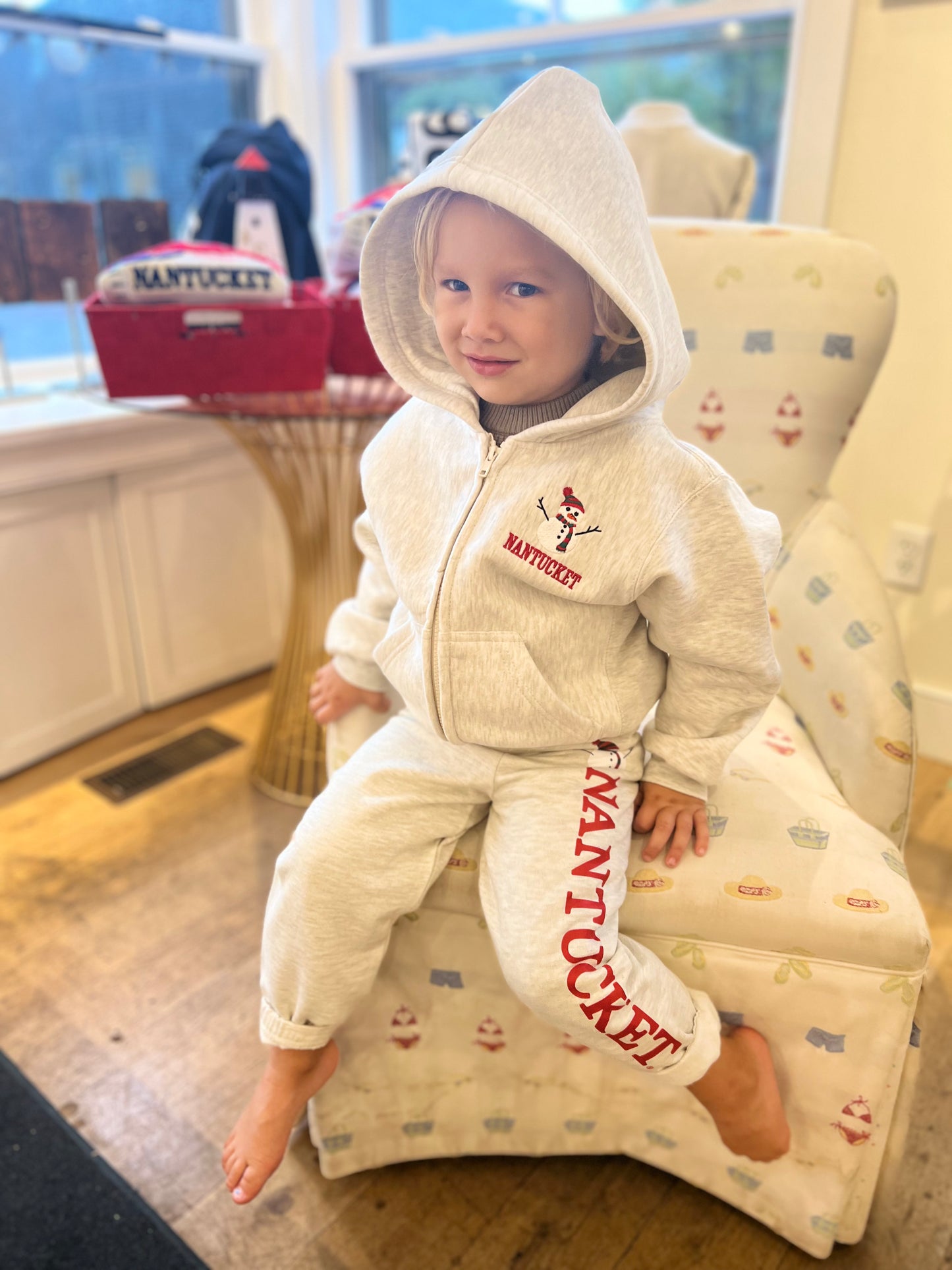 Youth Sweatpants With Snowman Print