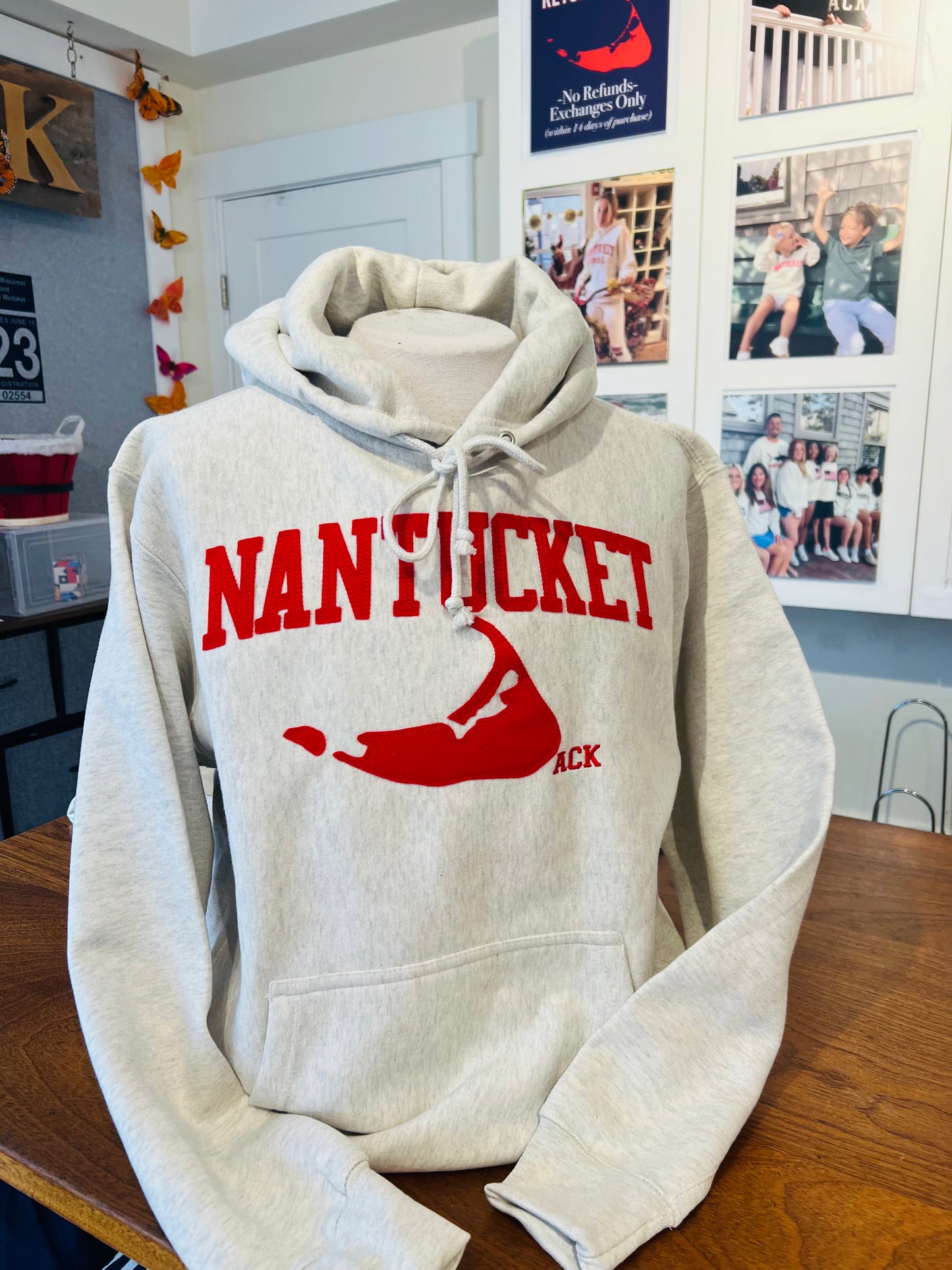 Three Island Design Unisex Sweatshirt Red Felt Hooded