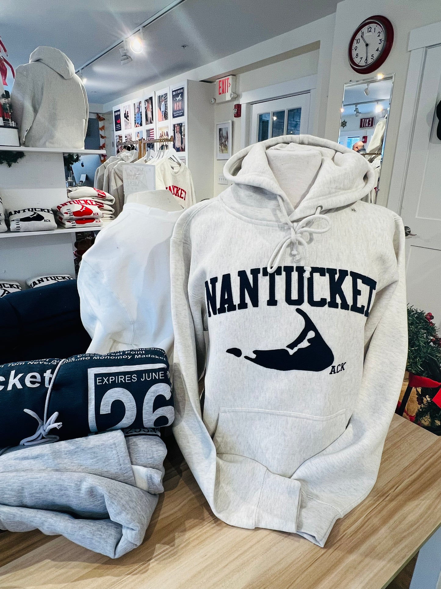 Three Island Design Unisex Sweatshirt Blue Felt Hooded