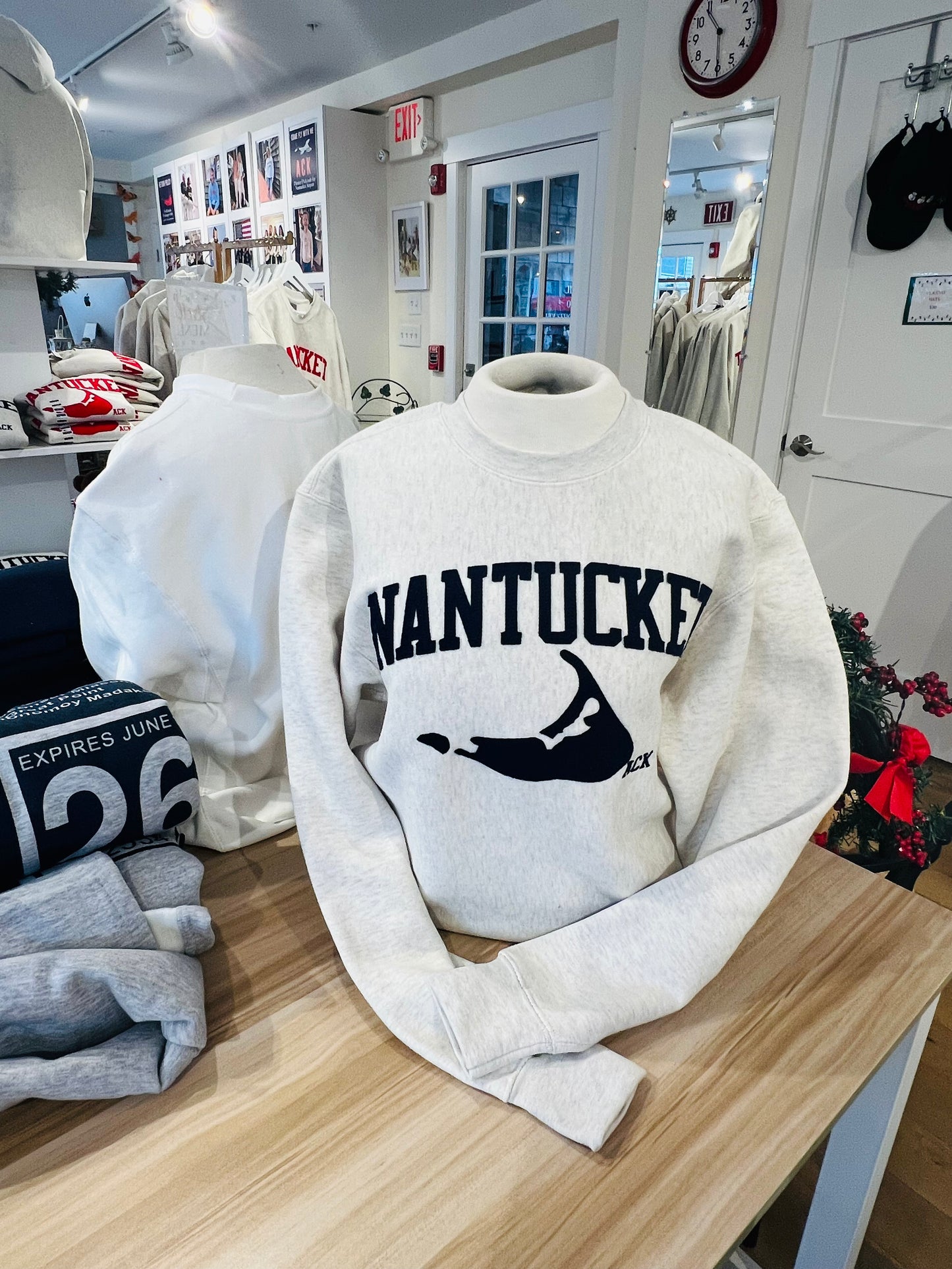 Three Island Design Unisex Sweatshirt Blue Felt Crew