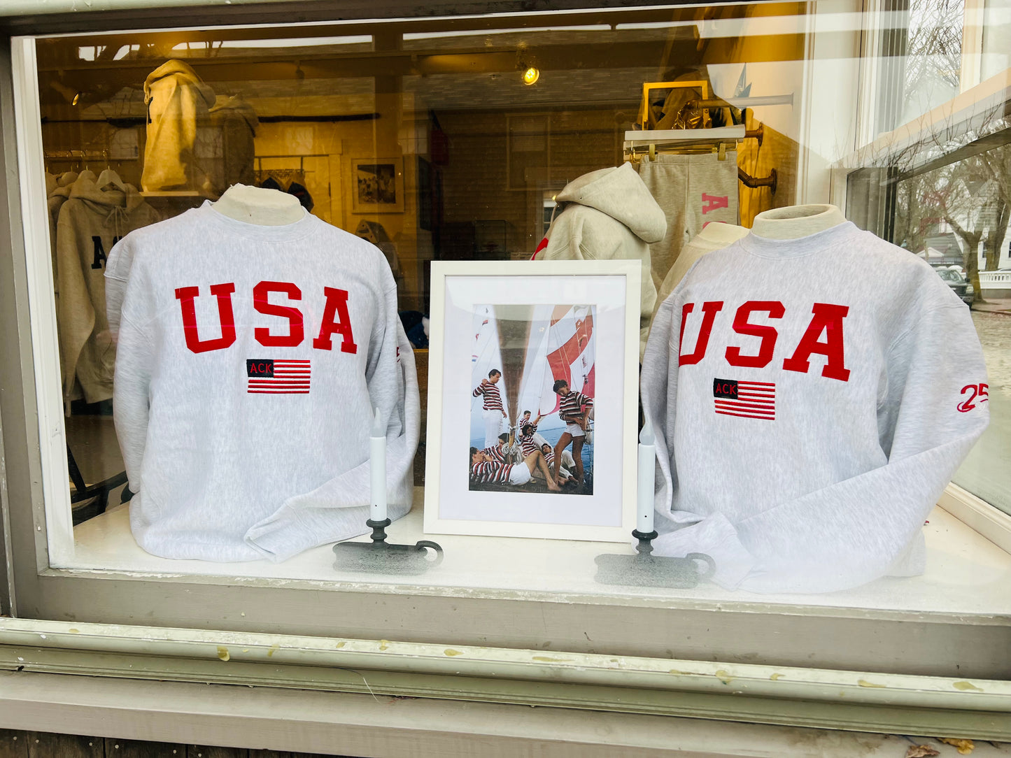 Adult USA Flag Crew Sweatshirt "250th Anniversary"