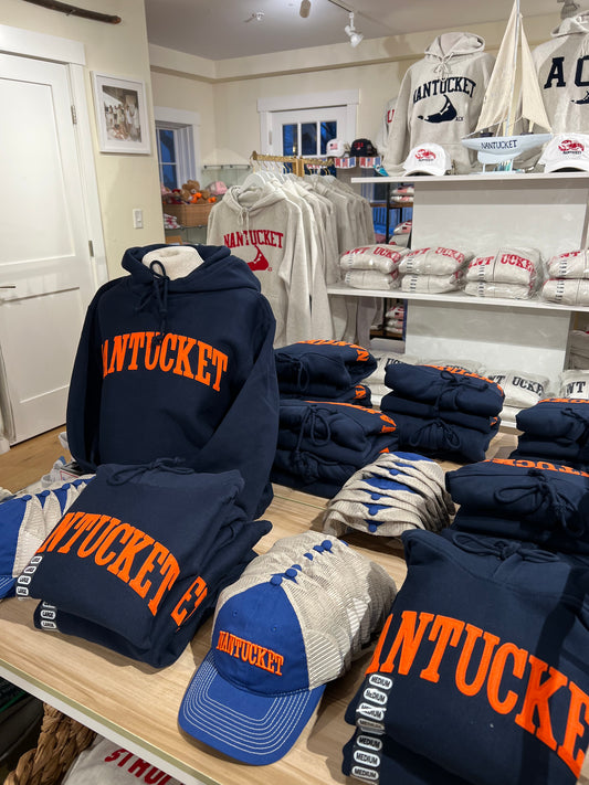 Navy Hoodie with Orange Nantucket