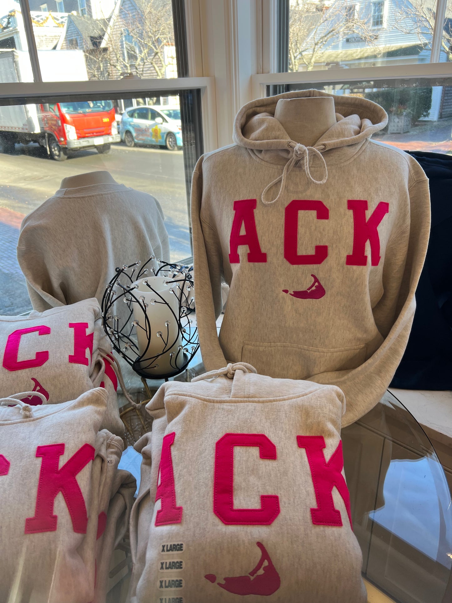 ACK Hooded Sweatshirt with Hot Pink Felt
