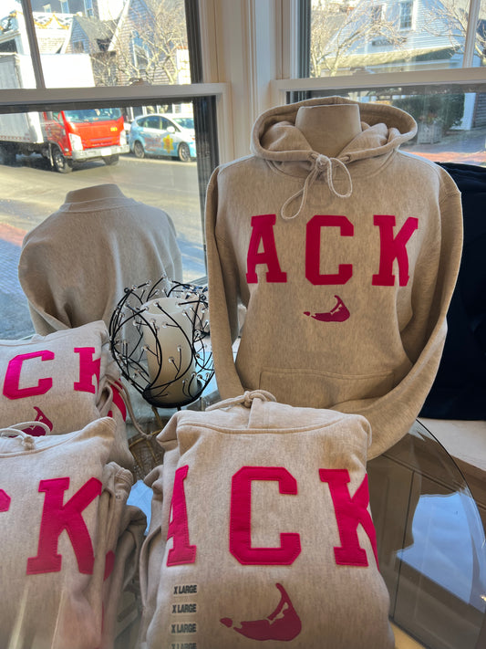ACK Hooded Sweatshirt with Hot Pink Felt