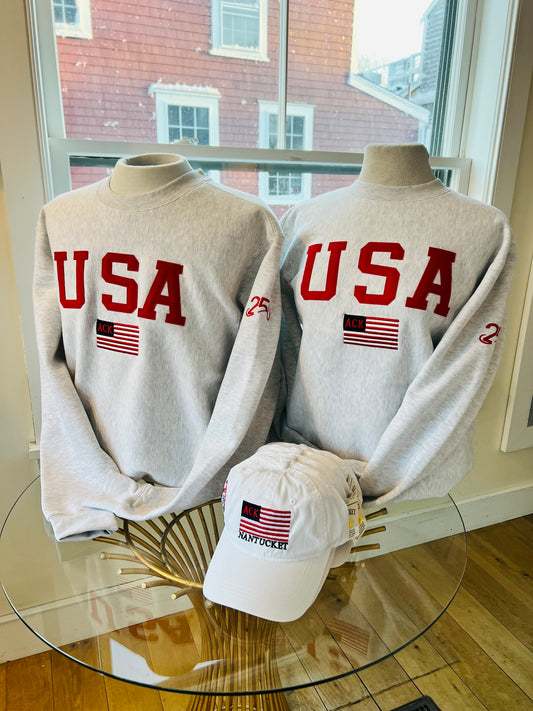 Adult USA Flag Crewneck Sweatshirt "250th Anniversary"
