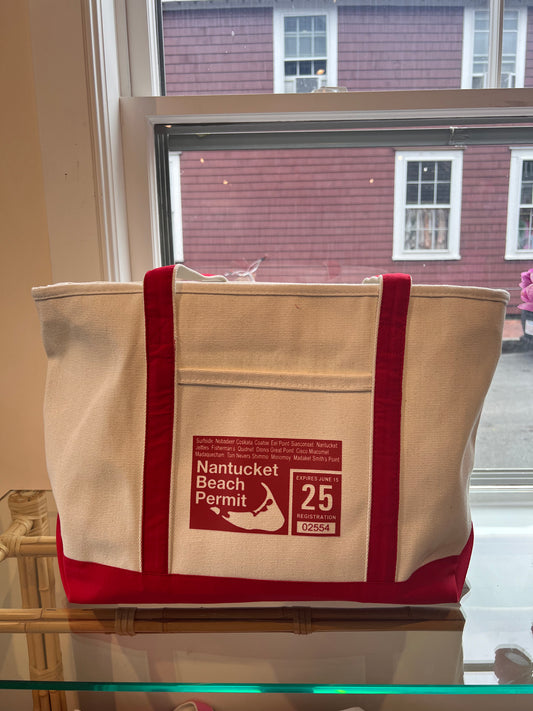 Red Permit Canvas Zipper Tote