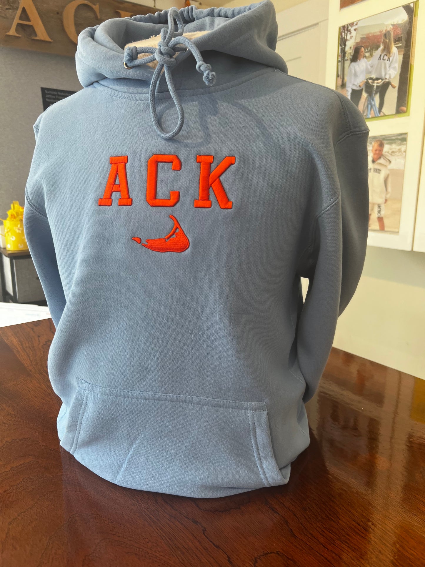 Columbia Blue Hooded Sweatshirt With Orange Embroidered ACK