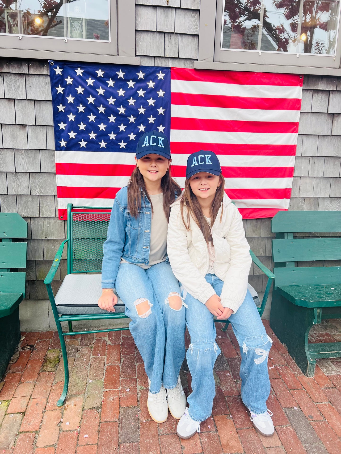 Youth Trucker Hat in Navy with Light Blue Embroidery