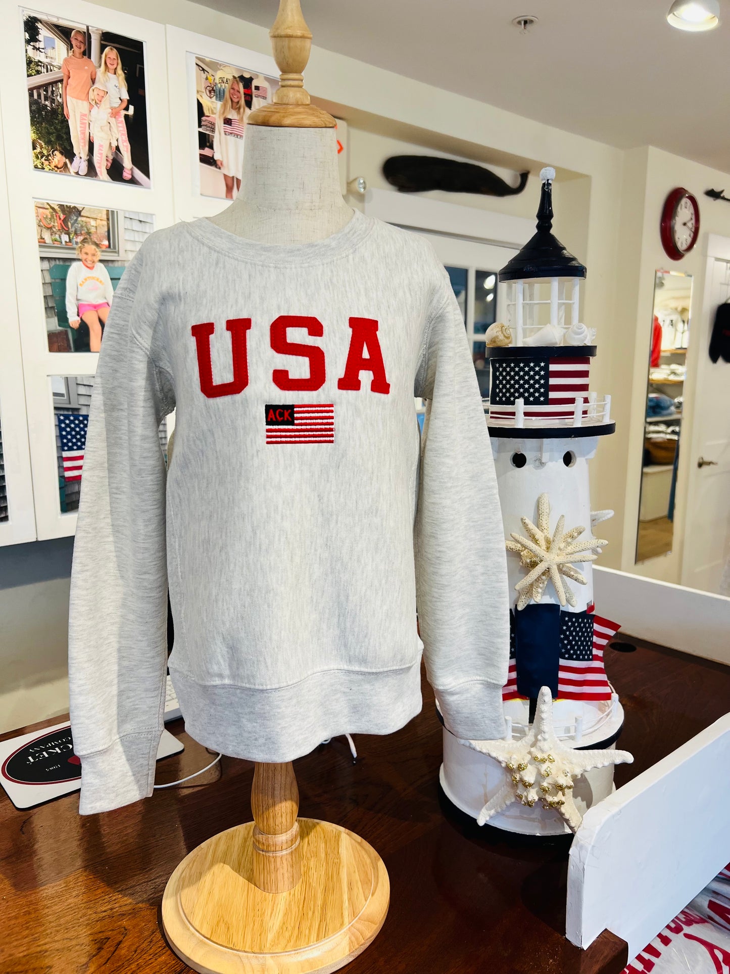 Youth USA Crewneck in Oatmeal