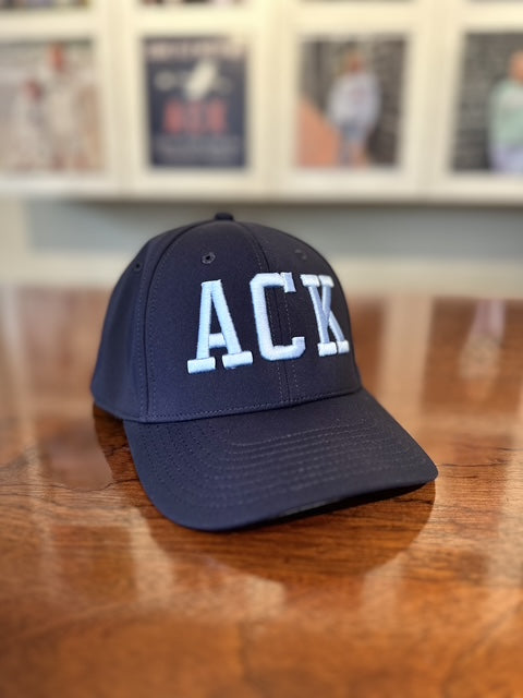 Youth Trucker Hat in Navy with Light Blue Embroidery